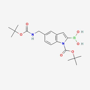 molecular formula C19H27BN2O6 B8206738 [1-[(2-Methylpropan-2-yl)oxycarbonyl]-5-[[(2-methylpropan-2-yl)oxycarbonylamino]methyl]indol-2-yl]boronic acid 