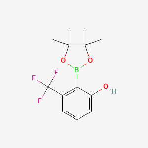 molecular formula C13H16BF3O3 B8206756 2-Hydroxy-6-trifluoromethylphenylboronic acid pinacol ester 