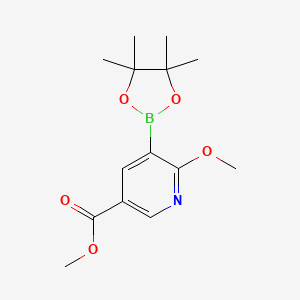 molecular formula C14H20BNO5 B8206760 Methyl 6-methoxy-5-(4,4,5,5-tetramethyl-1,3,2-dioxaborolan-2-YL)nicotinate 