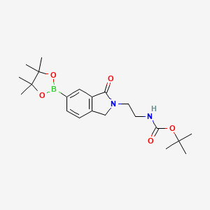 molecular formula C21H31BN2O5 B8206801 Tert-butyl 2-(1-oxo-6-(4,4,5,5-tetramethyl-1,3,2-dioxaborolan-2-yl)isoindolin-2-yl)ethylcarbamate 