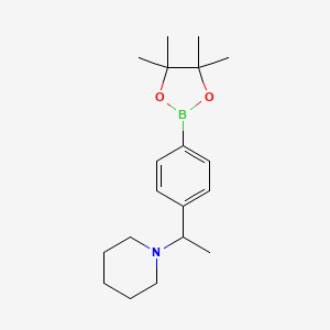 molecular formula C19H30BNO2 B8206802 1-[1-[4-(4,4,5,5-Tetramethyl-1,3,2-dioxaborolan-2-yl)phenyl]ethyl]piperidine 