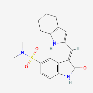 molecular formula C19H21N3O3S B8206822 (3E)-N,N-dimethyl-2-oxo-3-(4,5,6,7-tetrahydro-1H-indol-2-ylmethylidene)-1H-indole-5-sulfonamide 