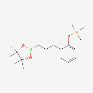 molecular formula C18H31BO3Si B8206824 4,4,5,5-Tetramethyl-2-[3-(2-trimethylsiloxyphenyl)propyl]-1,3,2-dioxaborolane 