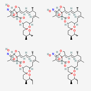 molecular formula C126H176N4O28 B8206851 (1R,4S,5'S,6R,6'R,8R,10E,13R,14E,16E,20R,21E,24S)-6'-ethyl-24-hydroxy-21-hydroxyimino-5',11,13,22-tetramethylspiro[3,7,19-trioxatetracyclo[15.6.1.14,8.020,24]pentacosa-10,14,16,22-tetraene-6,2'-oxane]-2-one;(1R,4S,5'S,6R,6'R,8R,10E,13R,14E,16E,20R,21Z,24S)-6'-ethyl-24-hydroxy-21-hydroxyimino-5',11,13,22-tetramethylspiro[3,7,19-trioxatetracyclo[15.6.1.14,8.020,24]pentacosa-10,14,16,22-tetraene-6,2'-oxane]-2-one;(1R,4S,5'S,6R,6'R,8R,10E,13R,14E,16E,20R,21E,24S)-24-hydroxy-21-hydroxyimino-5',6',11,13,22-pentamethylspiro[3,7,19-trioxatetracyclo[15.6.1.14,8.020,24]pentacosa-10,14,16,22-tetraene-6,2'-oxane]-2-one;(1R,4S,5'S,6R,6'R,8R,10E,13R,14E,16E,20R,21Z,24S)-24-hydroxy-21-hydroxyimino-5',6',11,13,22-pentamethylspiro[3,7,19-trioxatetracyclo[15.6.1.14,8.020,24]pentacosa-10,14,16,22-tetraene-6,2'-oxane]-2-one 