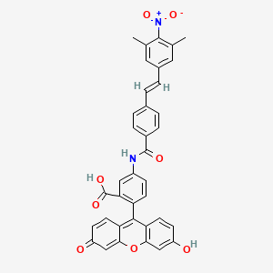molecular formula C37H26N2O8 B8206857 5-[4-(3,5-Dimethyl-4-nitrostyryl)benzamido]-2-(6-hydroxy-3-oxo-3H-xanthene-9-yl)benzoic Acid Monohydrate 