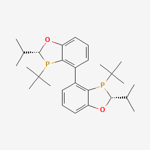 molecular formula C28H40O2P2 B8206904 (2R)-3-tert-butyl-4-[(2R)-3-tert-butyl-2-propan-2-yl-2H-1,3-benzoxaphosphol-4-yl]-2-propan-2-yl-2H-1,3-benzoxaphosphole 
