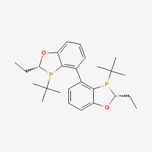 molecular formula C26H36O2P2 B8206941 (2R)-3-tert-butyl-4-[(2R)-3-tert-butyl-2-ethyl-2H-1,3-benzoxaphosphol-4-yl]-2-ethyl-2H-1,3-benzoxaphosphole 