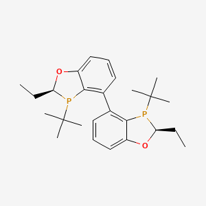 molecular formula C26H36O2P2 B8206958 (2S)-3-tert-butyl-4-[(2S)-3-tert-butyl-2-ethyl-2H-1,3-benzoxaphosphol-4-yl]-2-ethyl-2H-1,3-benzoxaphosphole 