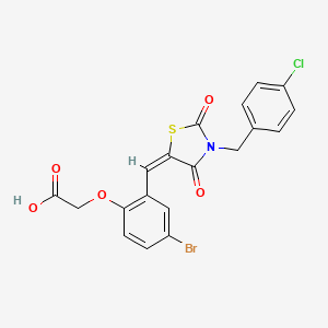 molecular formula C19H13BrClNO5S B8206969 2-[4-bromo-2-[(E)-[3-[(4-chlorophenyl)methyl]-2,4-dioxo-1,3-thiazolidin-5-ylidene]methyl]phenoxy]acetic acid 