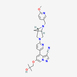 molecular formula C29H31N7O3 B8207004 6-(2-hydroxy-2-methylpropoxy)-4-[6-[(1S,5R)-6-[(6-methoxypyridin-3-yl)methyl]-3,6-diazabicyclo[3.1.1]heptan-3-yl]pyridin-3-yl]pyrazolo[1,5-a]pyridine-3-carbonitrile 