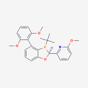 molecular formula C25H28NO4P B8207019 2-[(2S)-3-tert-butyl-4-(2,6-dimethoxyphenyl)-2H-1,3-benzoxaphosphol-2-yl]-6-methoxypyridine 