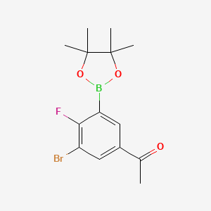 molecular formula C14H17BBrFO3 B8207055 5-Acetyl-3-bromo-2-fluorophenylboronic acid pinacol ester 