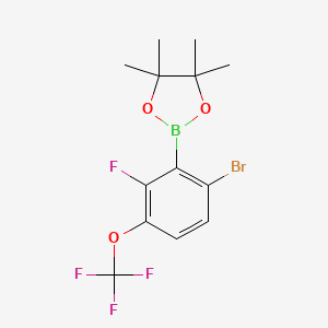 molecular formula C13H14BBrF4O3 B8207068 2-(6-Bromo-2-fluoro-3-(trifluoromethoxy)phenyl)-4,4,5,5-tetramethyl-1,3,2-dioxaborolane 