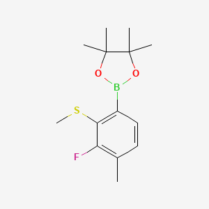 molecular formula C14H20BFO2S B8207106 3-Fluoro-4-methyl-2-(methylthio)phenylboronic acid pinacol ester 