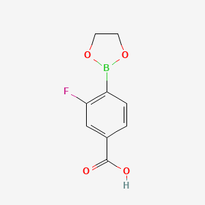 molecular formula C9H8BFO4 B8207116 4-(1,3,2-Dioxaborolan-2-yl)-3-fluorobenzoic acid 
