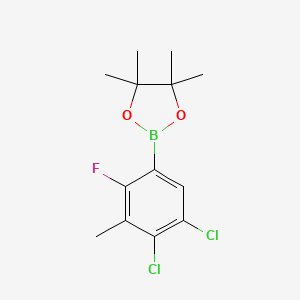 molecular formula C13H16BCl2FO2 B8207187 2-(4,5-Dichloro-2-fluoro-3-methylphenyl)-4,4,5,5-tetramethyl-1,3,2-dioxaborolane 