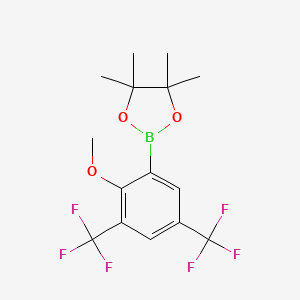 molecular formula C15H17BF6O3 B8207259 2-(2-Methoxy-3,5-bis(trifluoromethyl)phenyl)-4,4,5,5-tetramethyl-1,3,2-dioxaborolane 