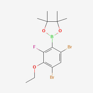 molecular formula C14H18BBr2FO3 B8207270 2-(4,6-Dibromo-3-ethoxy-2-fluorophenyl)-4,4,5,5-tetramethyl-1,3,2-dioxaborolane 