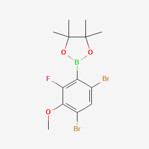 molecular formula C13H16BBr2FO3 B8207314 2-(4,6-Dibromo-2-fluoro-3-methoxyphenyl)-4,4,5,5-tetramethyl-1,3,2-dioxaborolane 