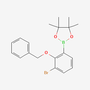 molecular formula C19H22BBrO3 B8207332 2-Benzyloxy-3-bromophenylboronic acid pinacol ester 