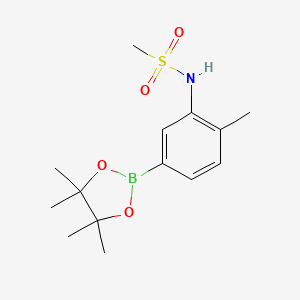 molecular formula C14H22BNO4S B8207334 N-[2-methyl-5-(4,4,5,5-tetramethyl[1,3,2]dioxaborolan-2-yl)phenyl]methanesulfonamide 