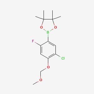 molecular formula C14H19BClFO4 B8207347 2-(5-Chloro-2-fluoro-4-(methoxymethoxy)phenyl)-4,4,5,5-tetramethyl-1,3,2-dioxaborolane 