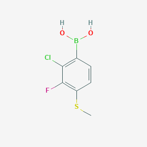 molecular formula C7H7BClFO2S B8207353 2-Chloro-3-fluoro-4-(methylthio)phenylboronic acid 