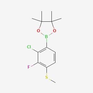 molecular formula C13H17BClFO2S B8207397 2-(2-Chloro-3-fluoro-4-(methylthio)phenyl)-4,4,5,5-tetramethyl-1,3,2-dioxaborolane 