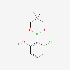 molecular formula C11H14BClO3 B8207417 3-Chloro-2-(5,5-dimethyl-1,3,2-dioxaborinan-2-yl)phenol 