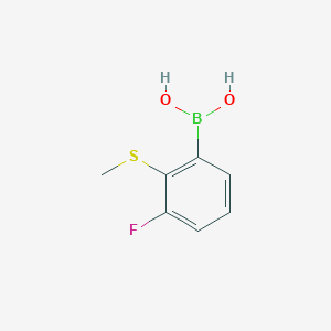 molecular formula C7H8BFO2S B8207469 3-Fluoro-2-(methylsulfanyl)phenylboronic acid 