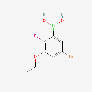 molecular formula C8H9BBrFO3 B8207582 5-Bromo-3-ethoxy-2-fluorophenylboronic acid 