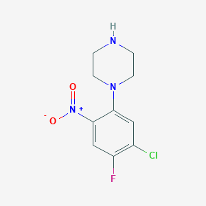 molecular formula C10H11ClFN3O2 B8207857 1-(5-Chloro-4-fluoro-2-nitrophenyl)piperazine 