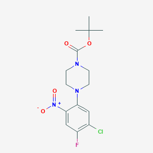 molecular formula C15H19ClFN3O4 B8207880 Tert-butyl 4-(5-chloro-4-fluoro-2-nitrophenyl)piperazine-1-carboxylate 