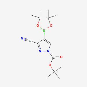 molecular formula C15H22BN3O4 B8208188 Tert-butyl 3-cyano-4-(4,4,5,5-tetramethyl-1,3,2-dioxaborolan-2-yl)pyrazole-1-carboxylate 