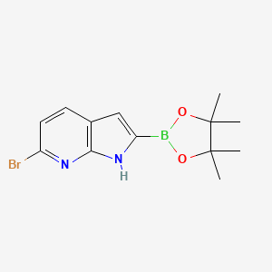 molecular formula C13H16BBrN2O2 B8208195 6-bromo-2-(4,4,5,5-tetramethyl-1,3,2-dioxaborolan-2-yl)-1H-pyrrolo[2,3-b]pyridine 