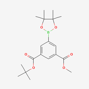 molecular formula C19H27BO6 B8208214 1-(tert-Butyl) 3-methyl 5-(4,4,5,5-tetramethyl-1,3,2-dioxaborolan-2-yl)isophthalate 