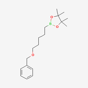 molecular formula C18H29BO3 B8208224 2-(5-(Benzyloxy)pentyl)-4,4,5,5-tetramethyl-1,3,2-dioxaborolane 