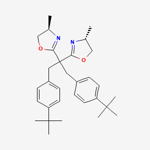 molecular formula C31H42N2O2 B8208470 (4R,4'R)-2,2'-(1,3-Bis(4-(tert-butyl)phenyl)propane-2,2-diyl)bis(4-methyl-4,5-dihydrooxazole) 