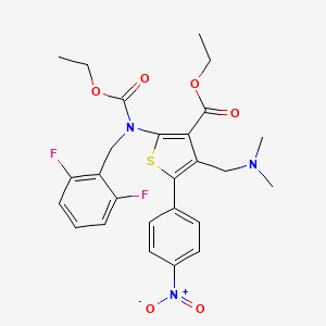 Ethyl 2-((2,6-difluorobenzyl)(ethoxycarbonyl)amino)-4-((dimethylamino)methyl)-5-(4-nitrophenyl)thiophene-3-carboxylate