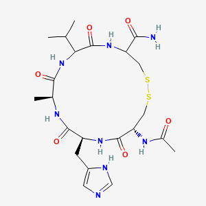 molecular formula C22H34N8O6S2 B8208565 Ac-Cys(1)-His-Ala-DL-Val-DL-Cys(1)-NH2 