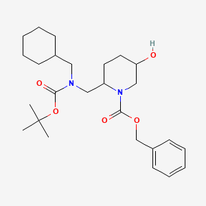 Benzyl 2-[[cyclohexylmethyl-[(2-methylpropan-2-yl)oxycarbonyl]amino]methyl]-5-hydroxypiperidine-1-carboxylate
