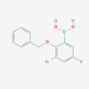 molecular formula C13H11BBrFO3 B8208859 2-Benzyloxy-3-bromo-5-fluorophenylboronic acid 