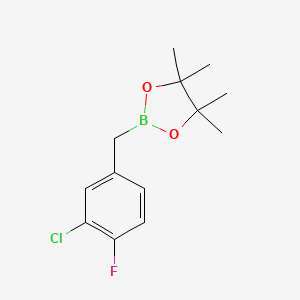 molecular formula C13H17BClFO2 B8208881 2-(3-Chloro-4-fluorobenzyl)-4,4,5,5-tetramethyl-1,3,2-dioxaborolane 