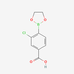 molecular formula C9H8BClO4 B8208895 3-Chloro-4-(1,3,2-dioxaborolan-2-yl)benzoic acid 