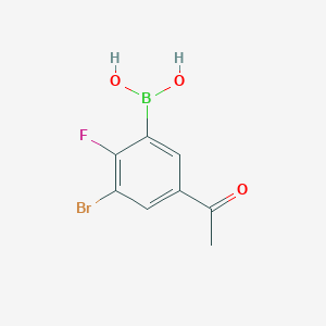 molecular formula C8H7BBrFO3 B8208897 5-Acetyl-3-bromo-2-fluorophenylboronic acid 