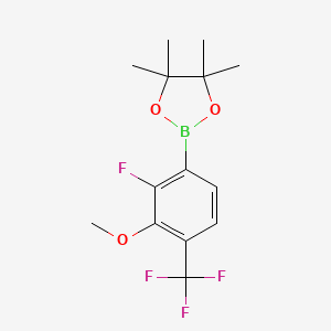 molecular formula C14H17BF4O3 B8208946 2-(2-Fluoro-3-methoxy-4-(trifluoromethyl)phenyl)-4,4,5,5-tetramethyl-1,3,2-dioxaborolane 