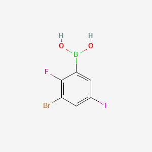 molecular formula C6H4BBrFIO2 B8208949 3-Bromo-2-fluoro-5-iodophenylboronic acid 