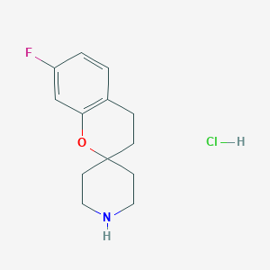molecular formula C13H17ClFNO B8208968 7-Fluoro-3,4-dihydrospiro[1-benzopyran-2,4'-piperidine] hydrochloride 