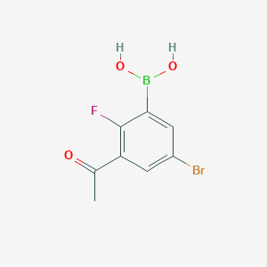 molecular formula C8H7BBrFO3 B8209048 3-Acetyl-5-bromo-2-fluorophenylboronic acid 