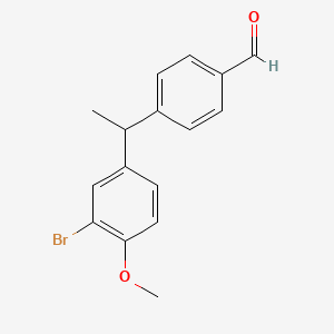 molecular formula C16H15BrO2 B8209050 4-(1-(3-Bromo-4-methoxyphenyl)ethyl)benzaldehyde 